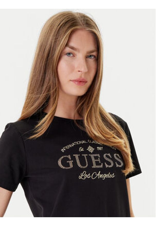 Guess T-Shirt V5YI13 J1314 Czarny Regular Fit. Kolor: czarny. Materiał: bawełna