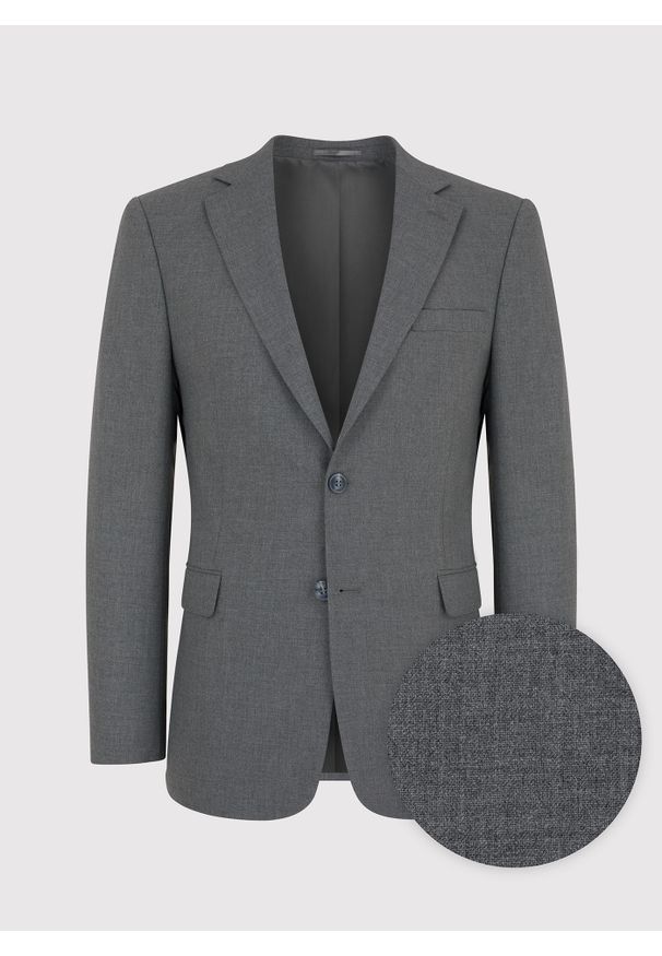 Pako Lorente - PAKO LORENTE – Szara gładka marynarka garniturowa. Kolor: szary. Materiał: tkanina. Wzór: gładki. Styl: klasyczny