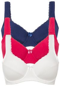 bonprix - Biustonosz na fiszbinach z bawełny (3 szt.). Kolor: fioletowy. Materiał: bawełna