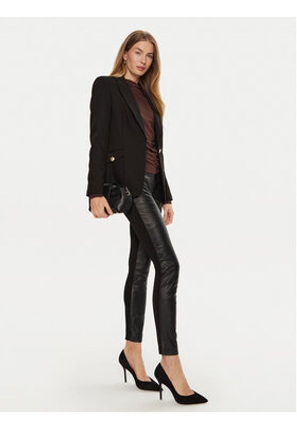 Marciano Guess Spodnie skórzane 4BGB24 9254Z Czarny Slim Fit. Kolor: czarny. Materiał: skóra