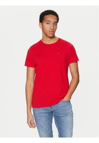 Tommy Jeans T-Shirt DM0DM04411 Czerwony Slim Fit. Kolor: czerwony. Materiał: bawełna