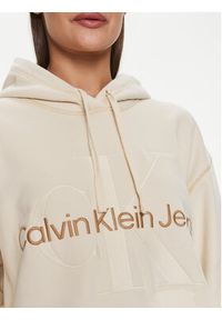 Calvin Klein Jeans Sukienka codzienna Hero Monologo Hoodie Dress J20J223245 Écru Relaxed Fit. Okazja: na co dzień. Materiał: bawełna. Typ sukienki: proste. Styl: casual #5
