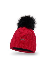 Zimowa czapka damska gruby warkocz PaMaMi - Czerwony. Kolor: czerwony. Materiał: poliamid, akryl. Sezon: zima #1