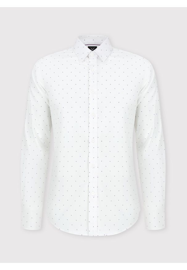 PAKO LORENTE – Biała męska koszula w mikrowzór P24SF-1X-019-B-S - Pako Lorente. Okazja: na co dzień. Kolor: biały. Materiał: jeans, elastan. Styl: casual