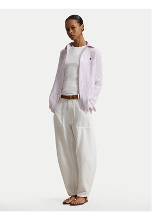 Polo Ralph Lauren Koszula 211A96158006 Fioletowy Classic Fit. Typ kołnierza: polo. Kolor: fioletowy. Materiał: len