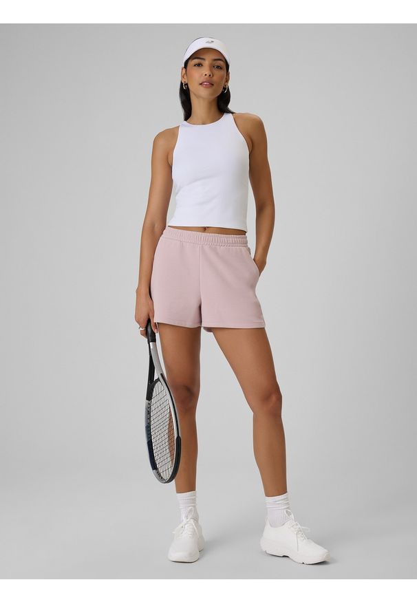 4f - 4F Koszulka bez rękawów slim gładka damska - biała S. Kolor: biały. Materiał: materiał, dzianina. Długość rękawa: bez rękawów. Wzór: gładki