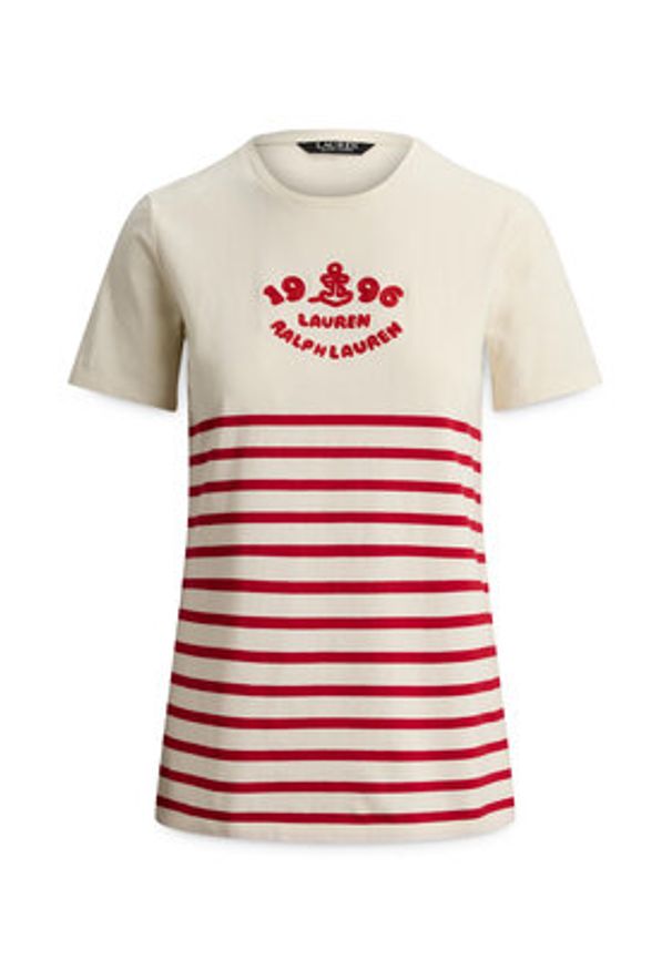 Lauren Ralph Lauren - LAUREN RALPH LAUREN T-Shirt 200B21056002 Écru Relaxed Fit. Materiał: bawełna