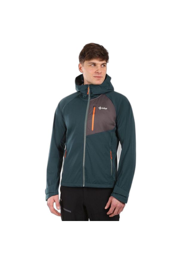 Kurtka turystyczna Kilpi Beltra. Kolor: szary, wielokolorowy, zielony. Materiał: softshell. Sport: turystyka piesza
