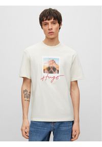 Hugo T-Shirt 50494397 Beżowy Relaxed Fit. Kolor: beżowy. Materiał: bawełna