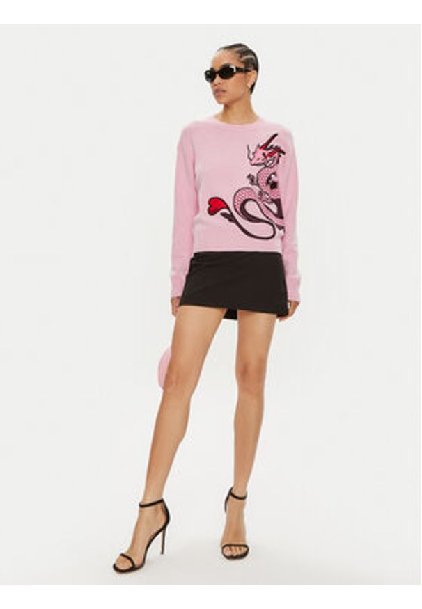 Pinko Sweter Calancola 102875 A1LM Różowy Regular Fit. Kolor: różowy. Materiał: wełna