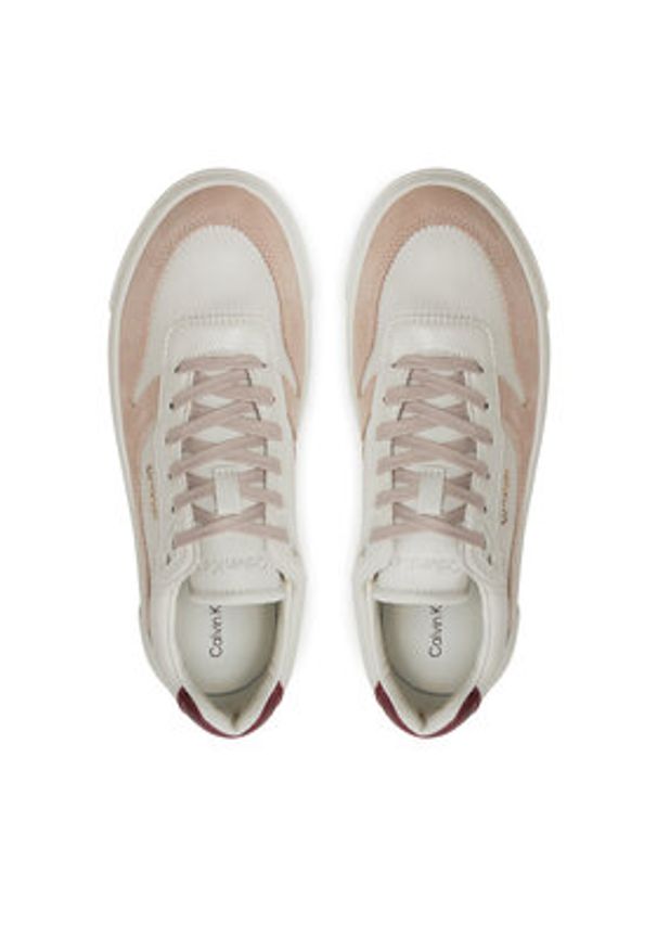 Calvin Klein Sneakersy Cupsole Lace Up W/Ml Mix M HW0HW02114 Beżowy. Kolor: beżowy. Materiał: skóra