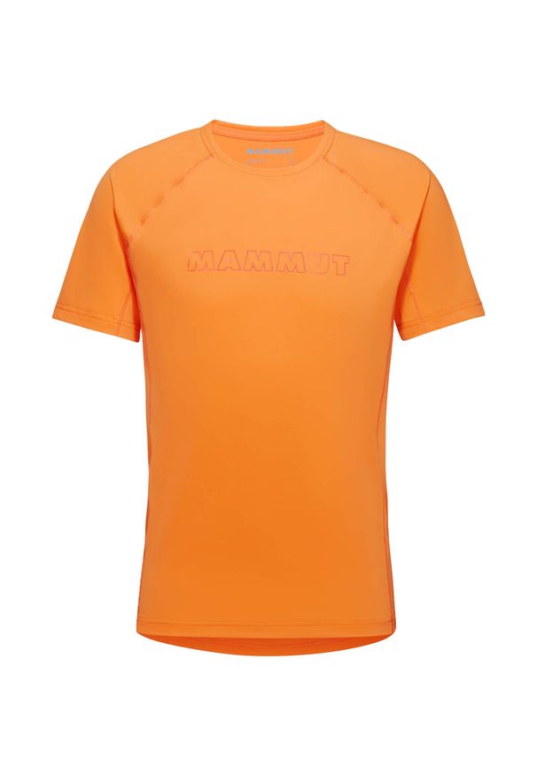 Koszulka szybkoschnąca męska Mammut Selun FL Logo T-Shirt. Kolor: żółty, pomarańczowy, wielokolorowy. Sport: turystyka piesza