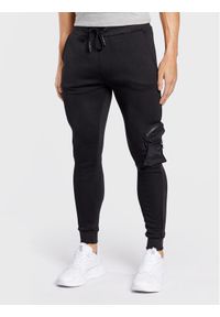 Brave Soul Spodnie dresowe MJB-516HOUDINI Czarny Slim Fit. Kolor: czarny. Materiał: dresówka, syntetyk
