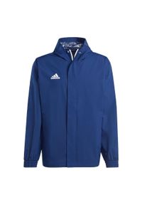 Kurtka piłkarska męska Adidas Entrada 22 All-Weather. Kolor: niebieski. Materiał: tkanina, poliester. Sport: piłka nożna