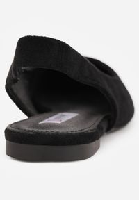 Born2be - Czarne Balerinki w Stylu Slingback Adriame. Nosek buta: otwarty. Kolor: czarny. Materiał: skóra, zamsz. Sezon: lato. Obcas: na obcasie. Styl: klasyczny. Wysokość obcasa: niski #8