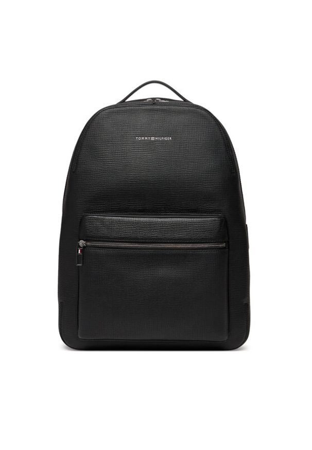 TOMMY HILFIGER - Tommy Hilfiger Plecak Th Business Leather Backpack AM0AM13641 Czarny. Kolor: czarny. Materiał: skóra