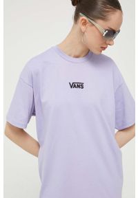 Vans sukienka bawełniana kolor fioletowy mini prosta. Kolor: fioletowy. Materiał: bawełna. Wzór: aplikacja. Typ sukienki: proste. Styl: klasyczny. Długość: mini #5