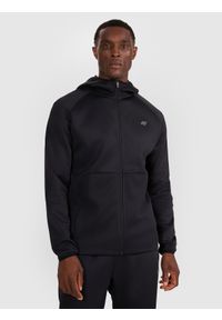 4f - 4F Bluza treningowa regular szybkoschnąca męska - czarna XXL. Okazja: na co dzień. Typ kołnierza: kaptur. Kolor: czarny. Materiał: dzianina, tkanina, materiał, włókno, elastan, syntetyk. Długość: krótkie. Wzór: ze splotem, gładki. Styl: casual, sportowy, klasyczny #1