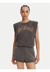 Just Cavalli T-Shirt 78PAHE10 Szary Loose Fit. Kolor: szary. Materiał: bawełna
