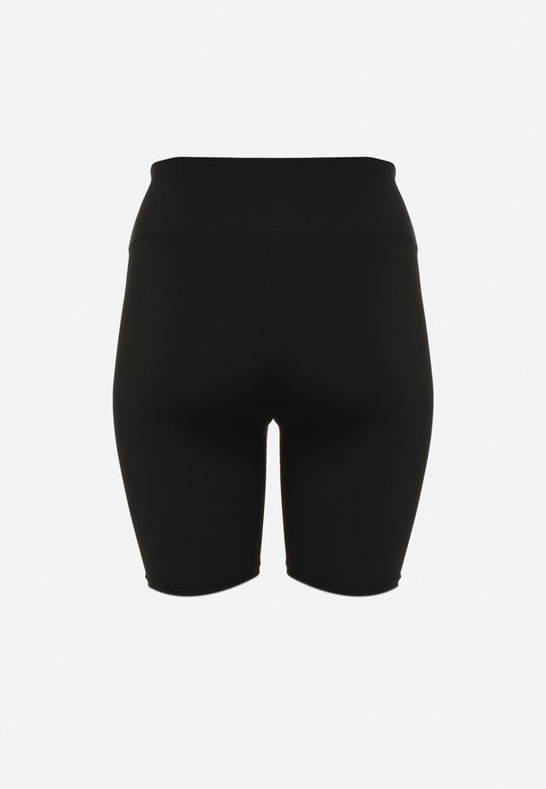 Born2be - Czarne Szorty Typu Kolarki z Gumką w Pasie Olifea. Okazja: na co dzień. Stan: podwyższony. Kolekcja: plus size. Kolor: czarny. Materiał: satyna. Styl: casual