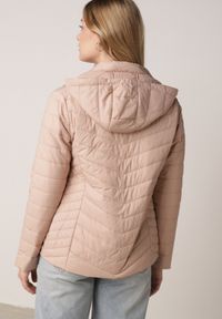 Born2be - Beżowa Przejściowa Kurtka Pikowana z Odpinanym Kapturem Edrelith. Okazja: na co dzień. Kolor: beżowy. Materiał: jeans, nylon. Styl: casual #2