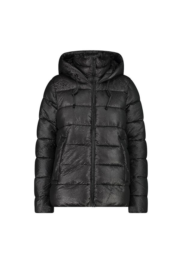 Kurtka puchowa z kapturem z efektem 3D dla kobiet CMP. Typ kołnierza: kaptur. Kolor: czarny. Materiał: puch