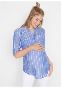 Tunika ciążowa i do karmienia bonprix niebieski w paski. Kolekcja: moda ciążowa. Kolor: niebieski. Wzór: paski #5