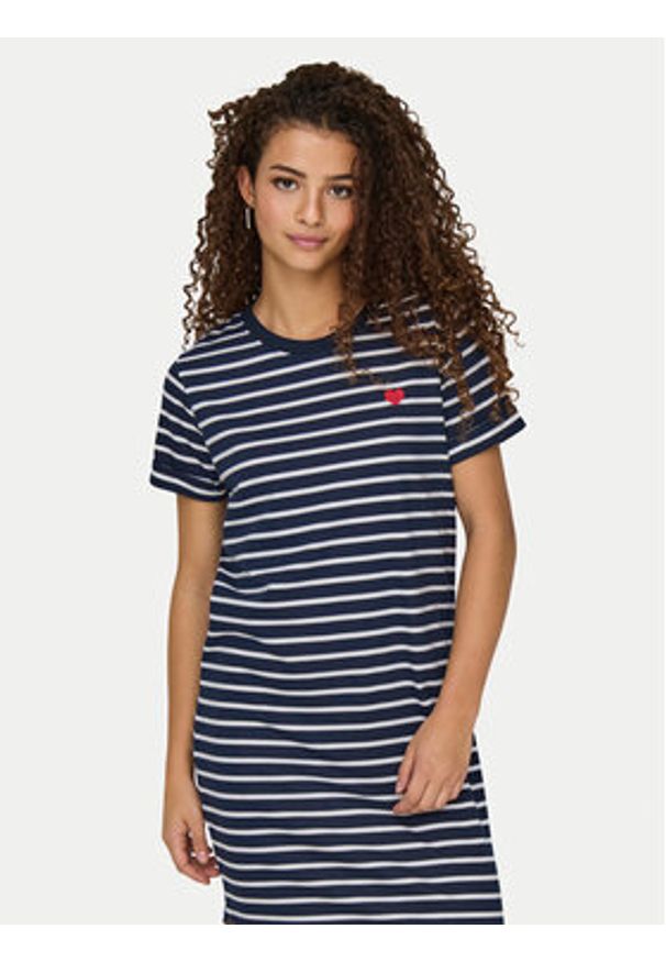 JDY Sukienka codzienna New Ivy 15298074 Granatowy Regular Fit. Okazja: na co dzień. Kolor: niebieski. Materiał: bawełna. Typ sukienki: proste. Styl: casual