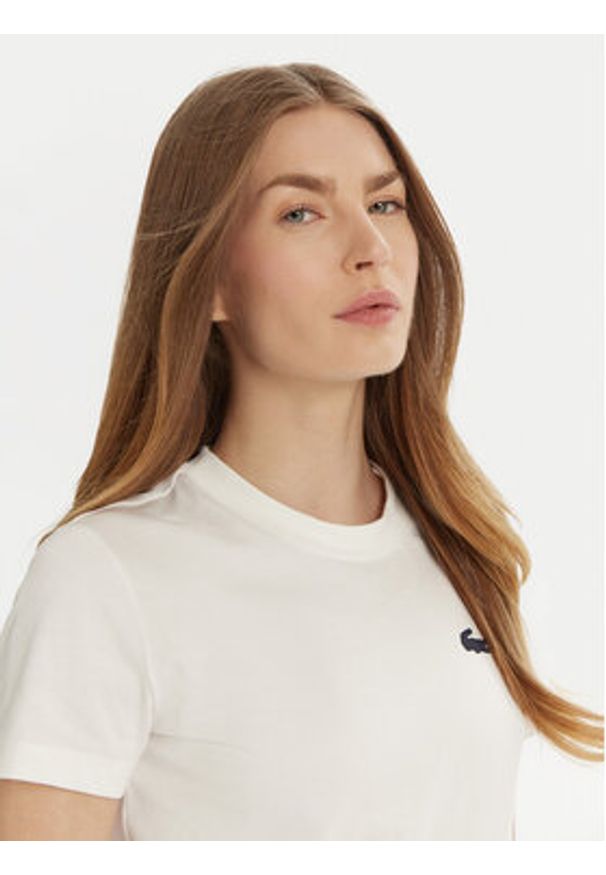 Lacoste T-Shirt TF9246 Biały Slim Fit. Kolor: biały. Materiał: bawełna
