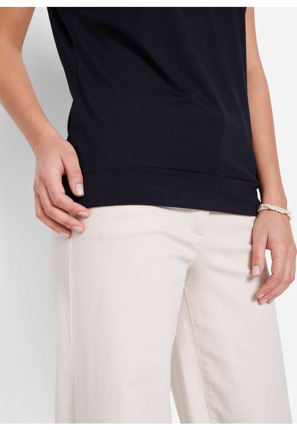 bonprix - T-shirt z zamkiem, krótki rękaw. Kolor: czarny. Długość rękawa: krótki rękaw. Długość: krótkie