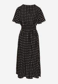 Born2be - Czarna Sukienka z Bawełny Rozkloszowana w Kropki Toliennea. Okazja: na co dzień. Kolor: czarny. Materiał: bawełna. Wzór: kropki. Styl: casual #3