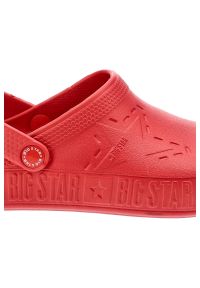 Big-Star - Czerwone Klapki Big Star Wodoodporne Buty Damskie. Okazja: na spacer. Kolor: czerwony. Materiał: materiał. Wzór: aplikacja. Sezon: lato. Styl: sportowy, wakacyjny