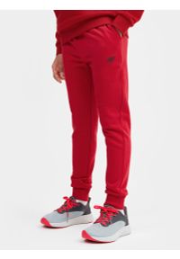 4f - Spodnie dresowe joggery chłopięce. Kolor: czerwony. Materiał: dresówka. Sezon: wiosna