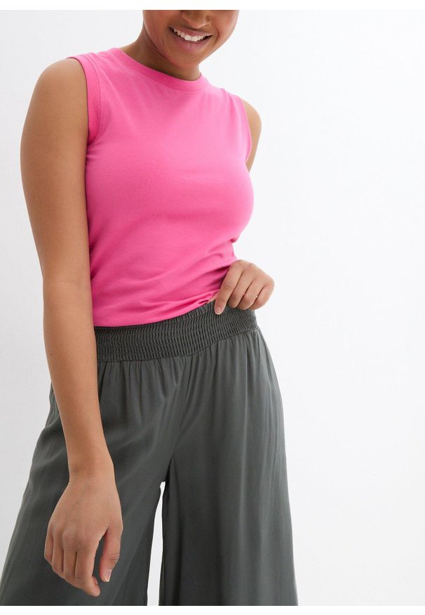bonprix - Spodnie culotte w długości do łydki, z miękkiej wiskozy. Kolor: szary. Materiał: wiskoza. Styl: elegancki