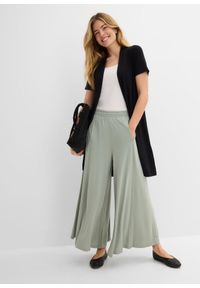bonprix - Spodnie culotte z dżerseju, z szerokimi nogawkami. Kolor: zielony. Materiał: jersey #3