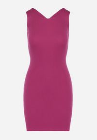 Born2be - Fioletowa Mini Sukienka Prążkowana z Krzyżującymi się Ramiączkami na Plecach Banova. Kolor: fioletowy. Materiał: prążkowany. Długość rękawa: na ramiączkach. Sezon: lato. Długość: mini #7