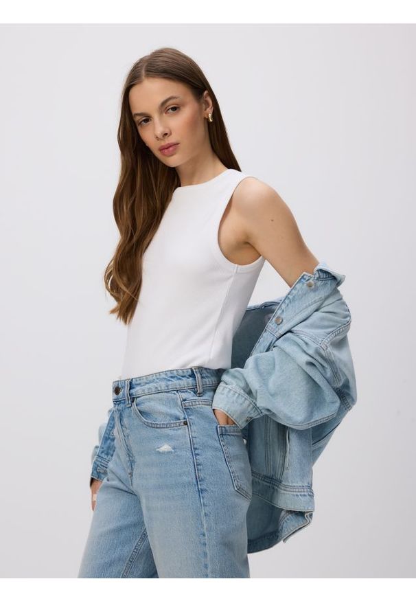Reserved - Jeansy mom fit - niebieski. Kolor: niebieski