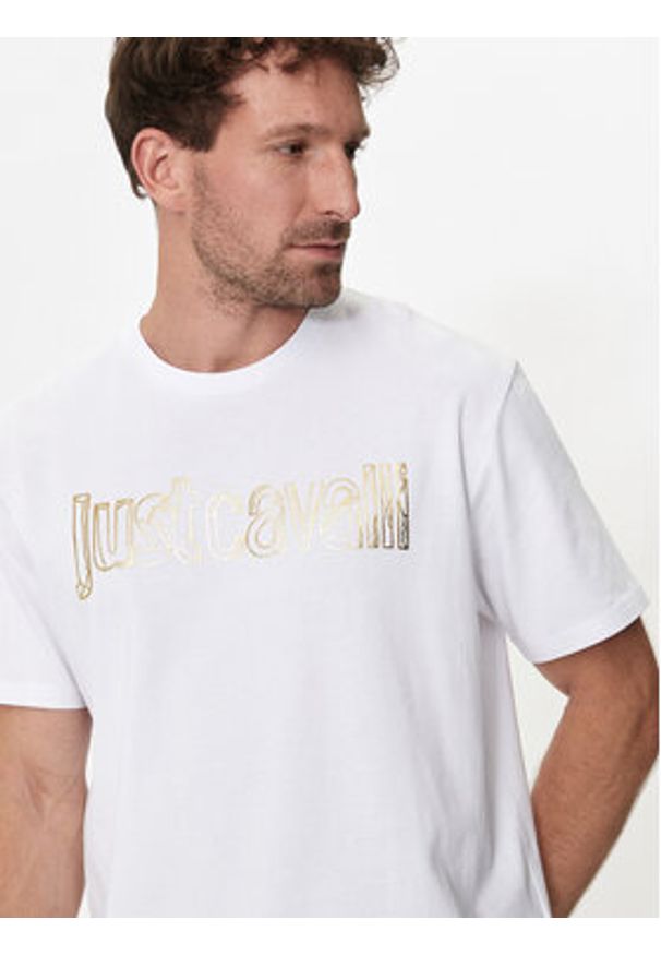 Just Cavalli T-Shirt 76OAHG15 Biały Regular Fit. Kolor: biały. Materiał: bawełna