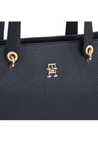 TOMMY HILFIGER - Tommy Hilfiger Torebka Emblem Shopper AW0AW15178 Granatowy. Kolor: niebieski. Materiał: skórzane #3