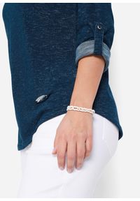 bonprix - Bluzka z długim rękawem i plisą guzikową, z mieszanki bawełny. Typ kołnierza: typu henley. Kolor: niebieski. Materiał: bawełna. Długość rękawa: długi rękaw. Długość: długie #3