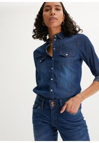 bonprix - Koszula dżinsowa. Okazja: na co dzień. Kolor: niebieski. Styl: casual #1