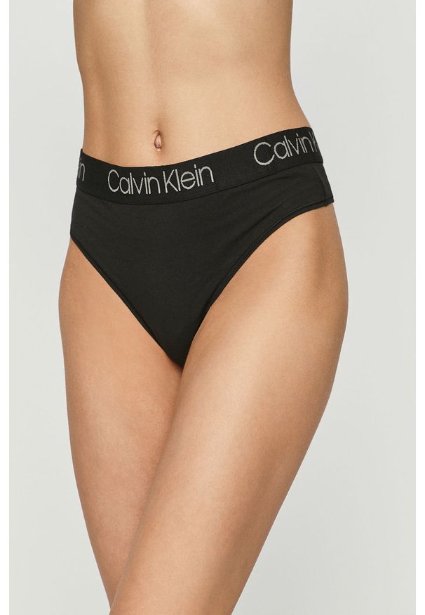 Calvin Klein Underwear - Figi (3-pack). Kolor: czarny. Materiał: bawełna, dzianina, elastan. Wzór: gładki