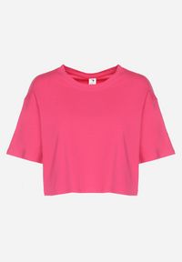 Born2be - Różowy Krótki T-shirt Oversize Lilu. Kolor: różowy. Długość: krótkie