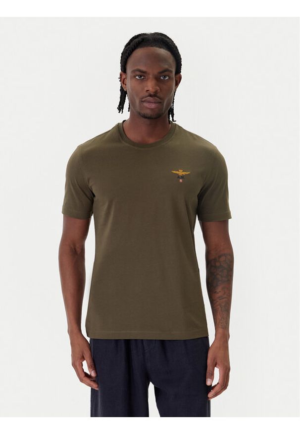 Aeronautica Militare T-Shirt 261TS1580UJ00372 Zielony Regular Fit. Kolor: zielony. Materiał: bawełna