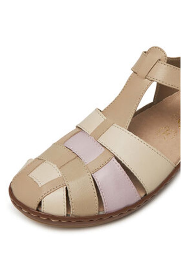 Rieker Sandały 45869-60 Beżowy. Kolor: beżowy. Materiał: skóra