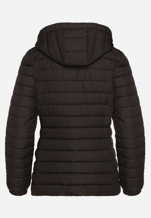 Born2be - Czarna Pikowana Kurtka z Kapturem i Sznurkami Miviana. Okazja: na spacer. Typ kołnierza: kaptur. Kolor: czarny. Materiał: jeans. Długość rękawa: długi rękaw. Długość: długie