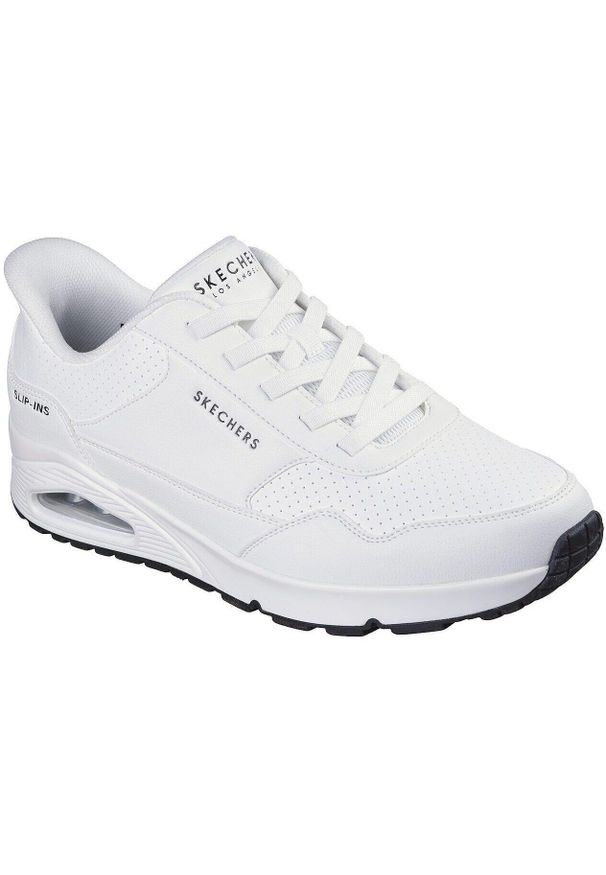 skechers - Adidasy Skechers Uno-banksia Luxe, Mężczyźni. Kolor: biały. Materiał: skóra ekologiczna, materiał. Sport: fitness
