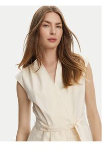 Marella Sukienka codzienna Ossola 2513221172 Écru Regular Fit. Okazja: na co dzień. Materiał: bawełna. Typ sukienki: proste. Styl: casual