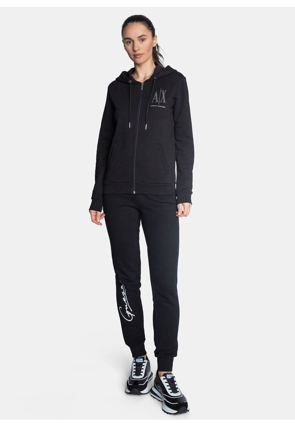 Bluza z kapturem damska czarna Armani Exchange 8NYM21 YJ68Z 1200. Typ kołnierza: kaptur. Kolor: czarny. Styl: sportowy