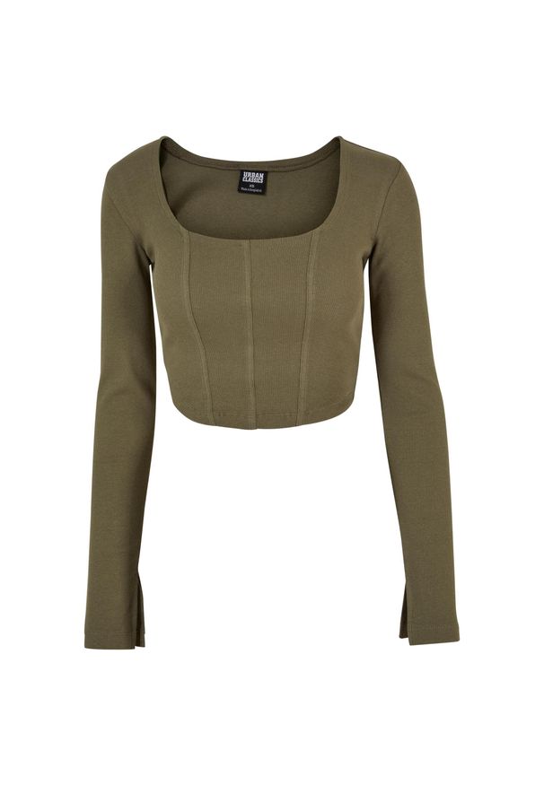 Damska koszulka crop top z długim rękawem Urban Classics. Kolor: zielony. Długość rękawa: długi rękaw. Długość: długie. Styl: elegancki